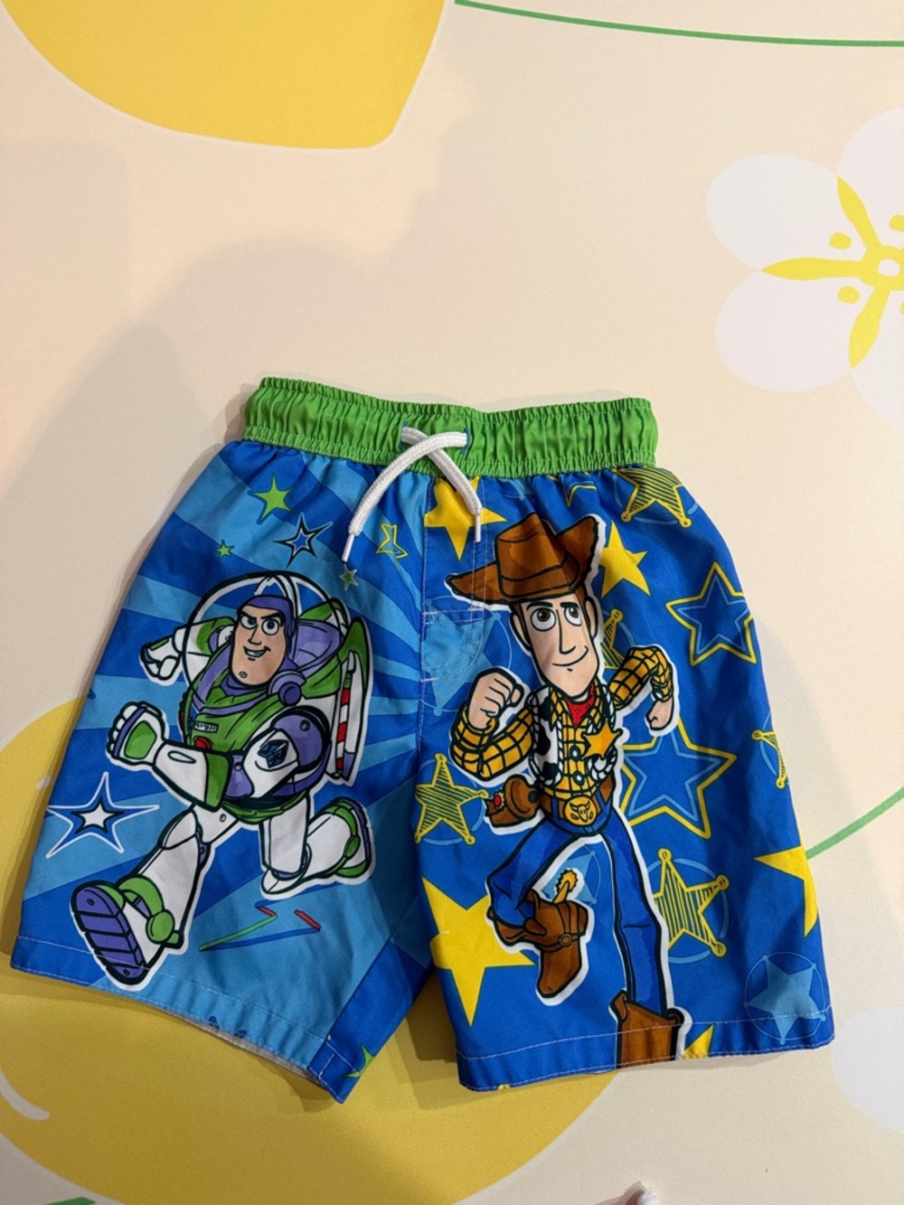 Toy Story Blue & Green Kids Swim Shorts with Buzz Lightyear & Woody